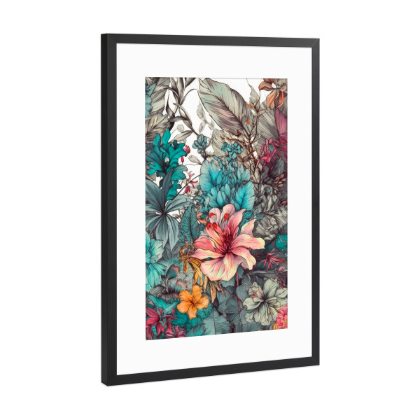 Poster mit Rahmen Schwarz (Metallic) "Wiese voller Blumen AA" artboxONE - Natur,Floral