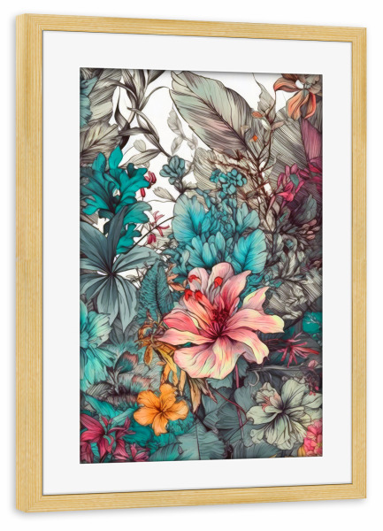 Poster mit Rahmen kiefer "Wiese voller Blumen AA" artboxONE - Natur,Floral - Wiese,Natur,Blumen,Blumen,Botanische,Blätter,Blatt,Blumen,Kräuter
