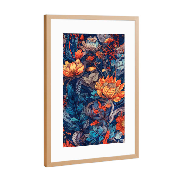 Poster mit Rahmen Kupfer "Wiese voller Blumen AB" artboxONE - Natur,Floral - Wiese,Natur,Blumen,Blumen,Botanische,Blätter,Blatt,Blumen,Kräuter