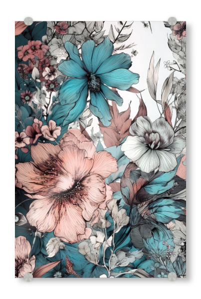 Acrylglasbild "Wiese voller Blumen AC" artboxONE - Natur,Floral - Wiese,Natur,Blumen,Blumen,Botanische,Blätter,Blatt,Blumen,Kräuter