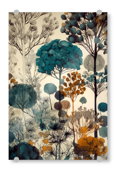 Acrylglasbild "Waldleben A" artboxONE - Natur,Floral - Wald,Baum,Bäume,Natur,Botanisch,Illustration
