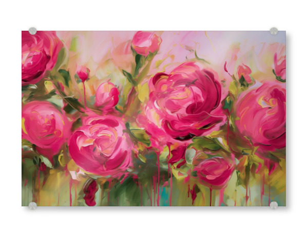 Acrylglasbild "Pinke Wildrosen Romantik" artboxONE - Natur,Floral,Abstrakt