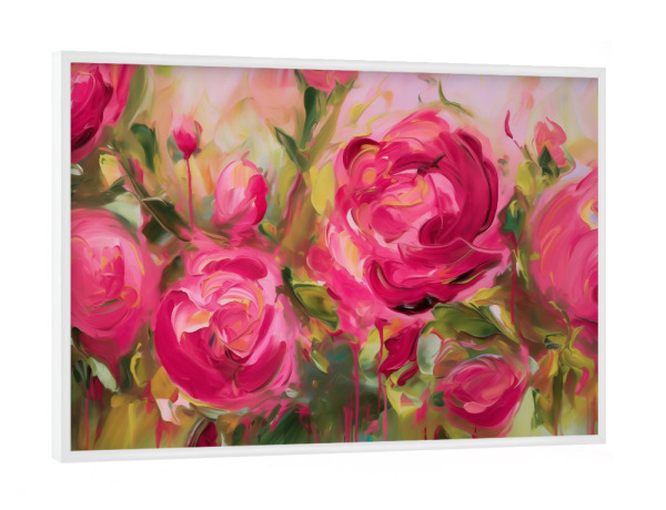 Poster mit weißem Rahmen "Pinke Wildrosen Romantik" artboxONE - Natur,Floral,Abstrakt