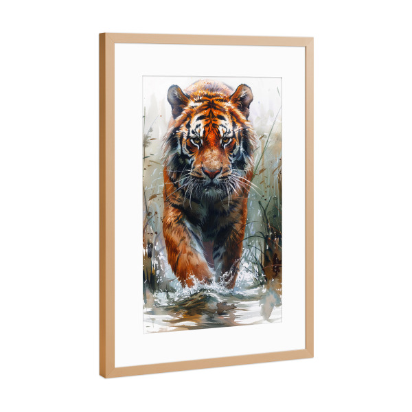 Poster mit Rahmen Kupfer "Tiger Animal (matart)" artboxONE - Tiere - Tiger,Tiger,Katze,Katzen,Tier,Tiere,Natur,Wild,Tierwelt,Malerei,Aquarell