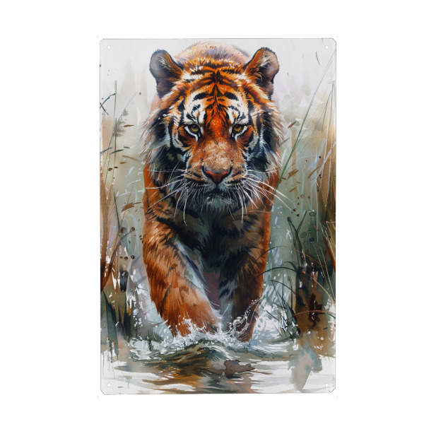 Metall Poster "Tiger Animal (matart)" artboxONE - Tiere - Tiger,Tiger,Katze,Katzen,Tier,Tiere,Natur,Wild,Tierwelt,Malerei,Aquarell - Blechschild
