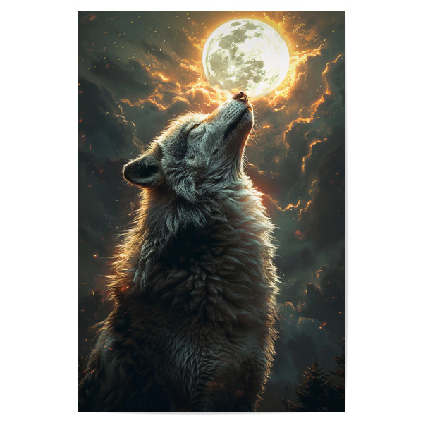 Poster 30x20 cm "Wolf Moon (matart)" artboxONE - Tiere - Wolf,Wölfe,Tier,Tiere,Natur,Mond,Wild,Modern