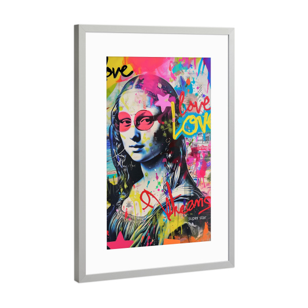 Poster mit Rahmen Silber "Mona Lisa Superstar" artboxONE - Abstrakt,Menschen,Fashion