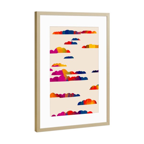 Poster mit Rahmen Gold "Totemwolken" artboxONE - Abstrakt