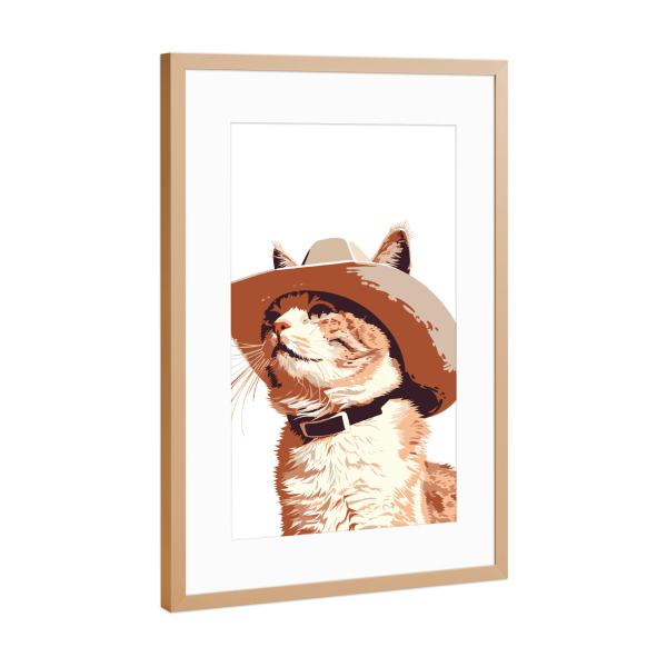 Poster mit Rahmen Kupfer "Cat cowboy" artboxONE - Tiere,Lustig - Cat,Funny,Howdy,Meow,Meowdy,Country,Cowboy,Yeehaw,Cats
