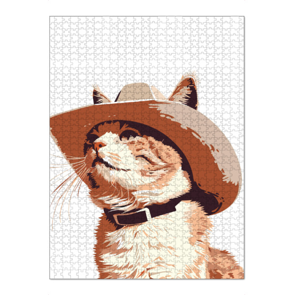 Puzzle Ravensburger "Cat cowboy" artboxONE - Tiere,Lustig - Cat,Funny,Howdy,Meow,Meowdy,Country,Cowboy,Yeehaw,Cats - Bild cat