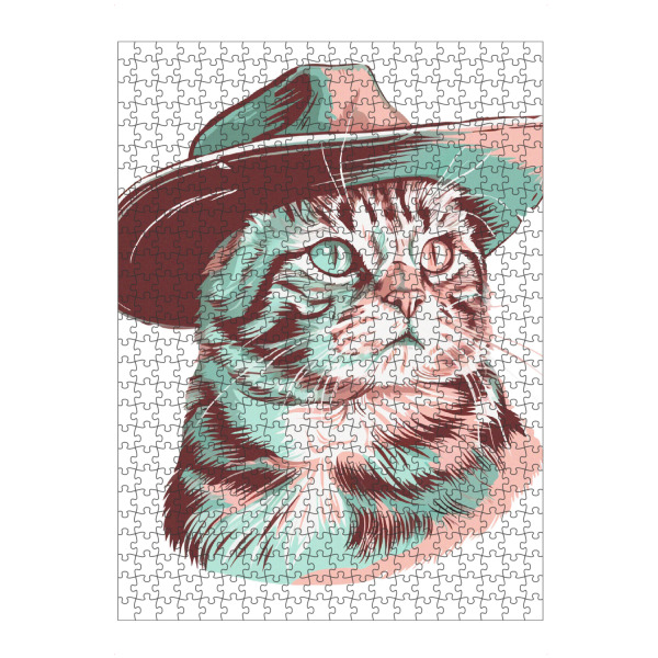 artboxONE Puzzle "Cat cowboy pastel colors" artboxONE - Tiere,Lustig - Cat,Funny,Howdy,Meow,Meowdy,Country,Cowboy,Yeehaw - Bild cat