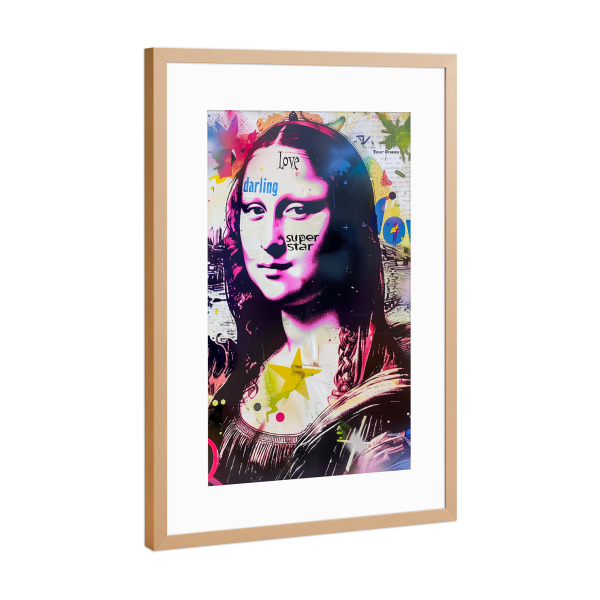 Poster mit Rahmen Kupfer "Mona Lisa Street-Art" artboxONE - Abstrakt,Menschen,Fashion