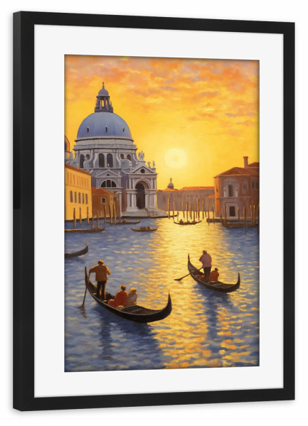 Poster mit Rahmen schwarz "Die Gondelfahrt" artboxONE - Abstrakt,Reise / Strand und Meer,Städte / Venedig