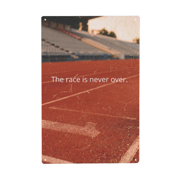 Holzbild "Race Is Never Over" artboxONE - Sport / Motivation