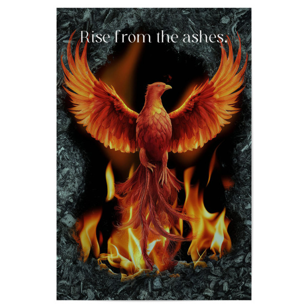 Poster "Rise From The Ashes" artboxONE - Natur,Tiere,Fiktion - Rise from the ashes,Wiederauferstehung,Phönix,Vogel,Aus der asche,Feuer,Tier