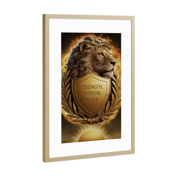 Poster mit Rahmen Gold "Strength Wisdom Valor" artboxONE - Sport,Sport / Motivation