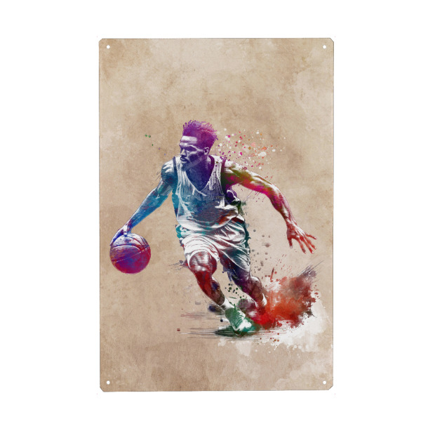 Holzbild "Basketballspieler Sportkunst F" artboxONE - Sport,Sport / Sommerspiele - Korb,Basketball,Ball,Sport,Illustration,Grafik