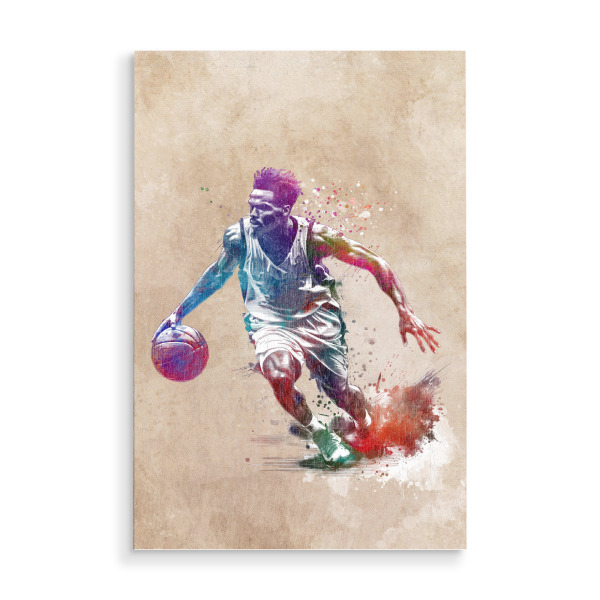 Holzbild "Basketballspieler Sportkunst F" artboxONE - Sport,Sport / Sommerspiele - Korb,Basketball,Ball,Sport,Illustration,Grafik