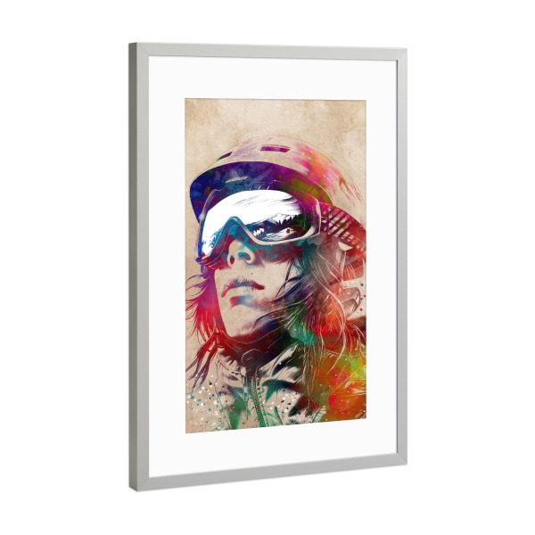 Poster mit Rahmen Silber "Bergsport Kunst G" artboxONE - Sport - Bergsteiger,Bergsteigen,Klettern,Bergsteiger,Sport,Grafik