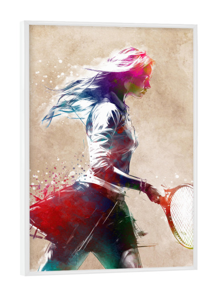Poster mit weißem Rahmen "Tennissportkunst B" artboxONE - Sport,Sport / Motivation - Tennis,Tennisspieler,Sport,Spiel,Grafik,Spieler