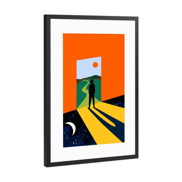 Poster mit Rahmen Schwarz (Metallic) "Der Weg in die Zukunft" artboxONE - Architektur