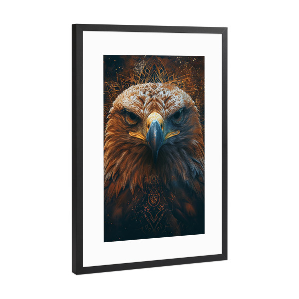 Poster mit Rahmen Schwarz (Metallic) "Eagle Mandala (matart)" artboxONE - Tiere - Adler,Vogel,Vögel,Tier,Tiere,Wild,Natur,Mandala,Kunst,Modern