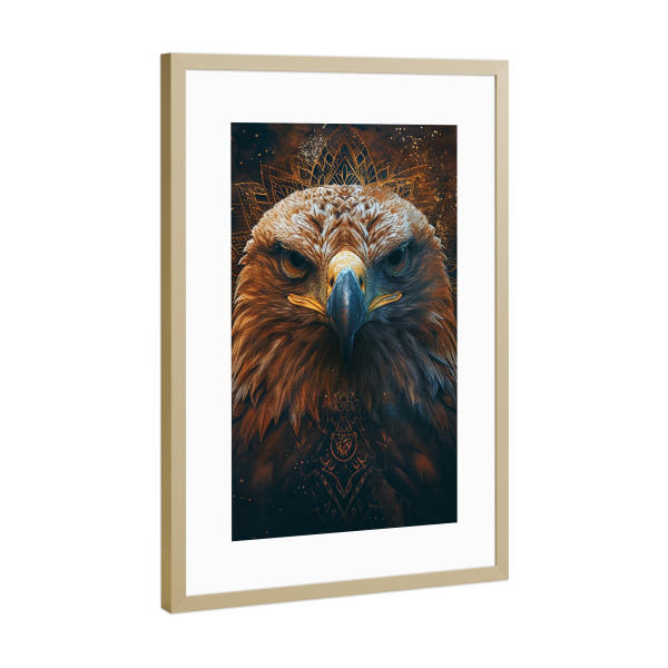 Poster mit Rahmen Gold "Eagle Mandala (matart)" artboxONE - Tiere - Adler,Vogel,Vögel,Tier,Tiere,Wild,Natur,Mandala,Kunst,Modern