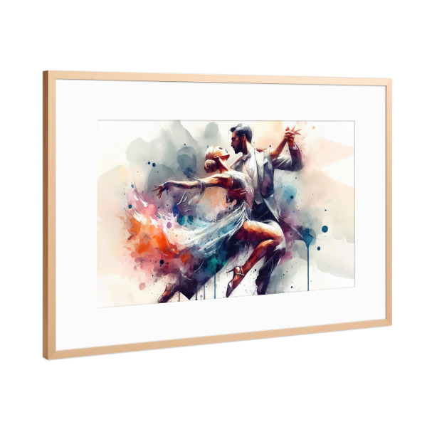 Poster mit Rahmen Kupfer "Tanzendes Paar in Aquarell" artboxONE - Musik,Sport / Motivation