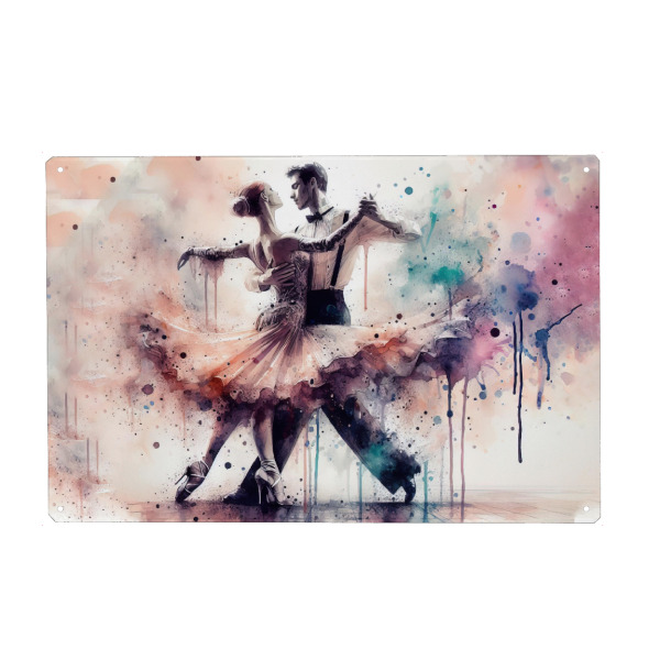 Holzbild "Tanzendes Paar in Aquarell C" artboxONE - Musik,Sport / Motivation