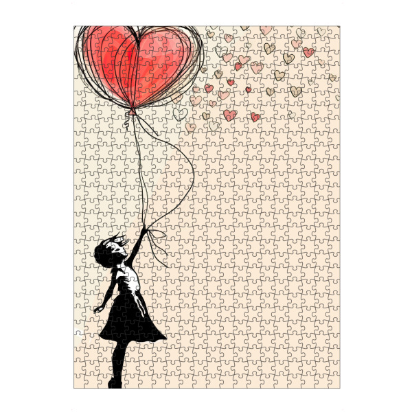 artboxONE Puzzle "Mädchen und der Luftballon" artboxONE - Liebe - Liebe,Herz,Love,Ballon,Streetart,Minimalistisch,Grafitti,Mädchen - Bild liebe