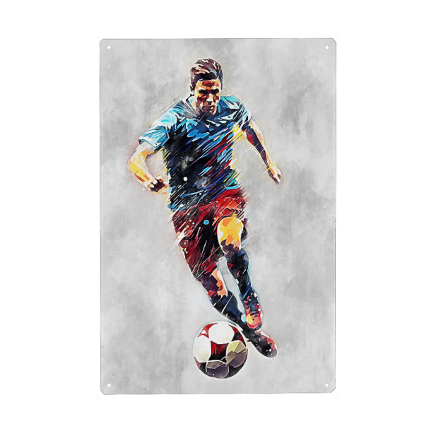 Metall Poster "Football Color Grey B (matart)" artboxONE - Sport / Fußball - Fußball,Fußballspieler,Spieler,Ball,Mannschaft,Sport,Bunt,Aquarell