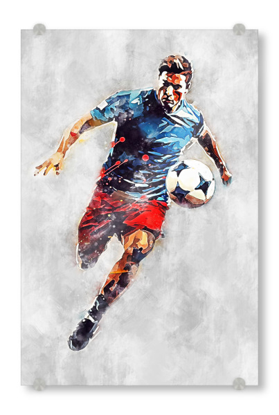 Acrylglasbild "Football Color Grey C (matart)" artboxONE - Sport / Fußball - Fußball,Fußballspieler,Spieler,Ball,Mannschaft,Sport,Bunt,Aquarell