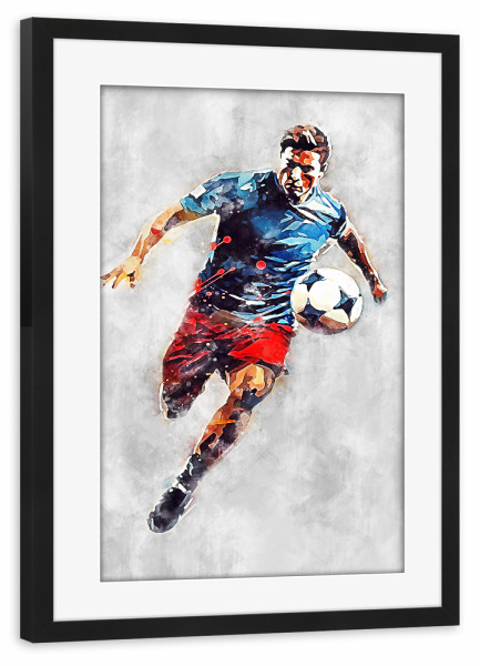 Poster mit Rahmen schwarz "Football Color Grey C (matart)" artboxONE - Sport / Fußball