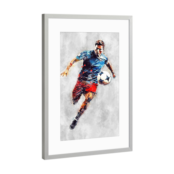 Poster mit Rahmen Silber "Football Color Grey C (matart)" artboxONE - Sport / Fußball