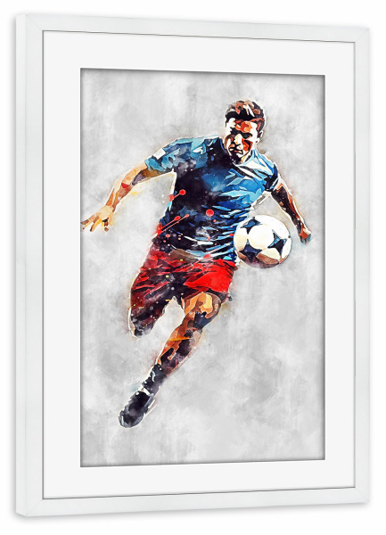 Poster mit Rahmen weiß "Football Color Grey C (matart)" artboxONE - Sport / Fußball