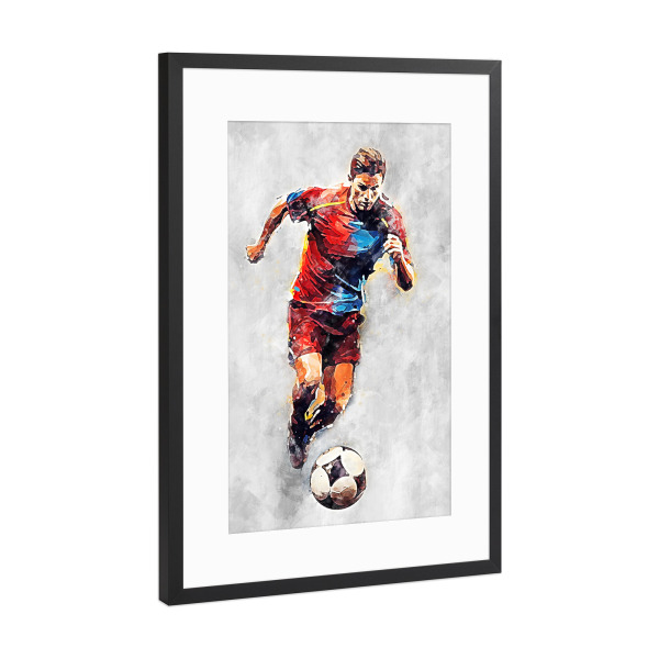 Poster mit Rahmen Schwarz (Metallic) "Football Color Grey D (matart)" artboxONE - Sport / Fußball