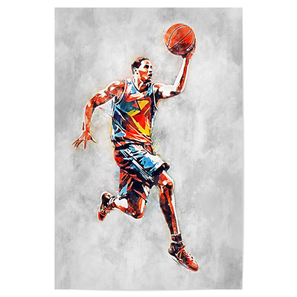 Poster "Basketball Color Grey A (matart)" artboxONE - Sport - Basketball,Korb,Ball,Basketballspieler,Nba,Spieler,Mannschaft,Sport,Bunt,Aquarell