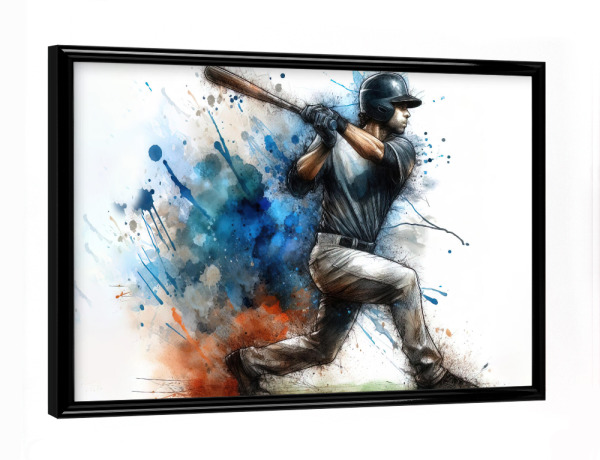 Poster mit schwarzem Rahmen "Baseballspieler B" artboxONE - Sport,Sport / Motivation