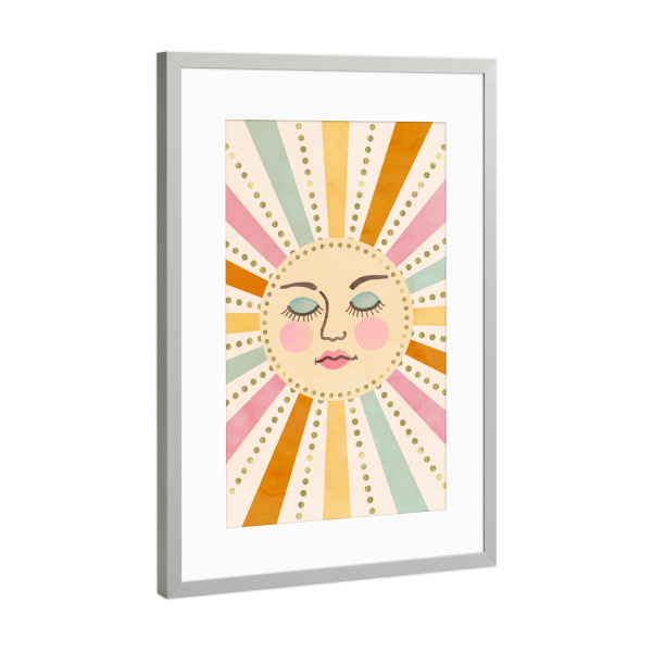 Poster mit Rahmen Silber "Vintage - Sonne" artboxONE - Abstrakt - Sonne,Vintage,Retro,Abstrakt,Tarot,Malerei,Frühling,Sommer