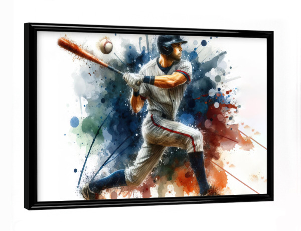 Poster mit schwarzem Rahmen "Baseballspieler F" artboxONE - Sport,Sport / Motivation
