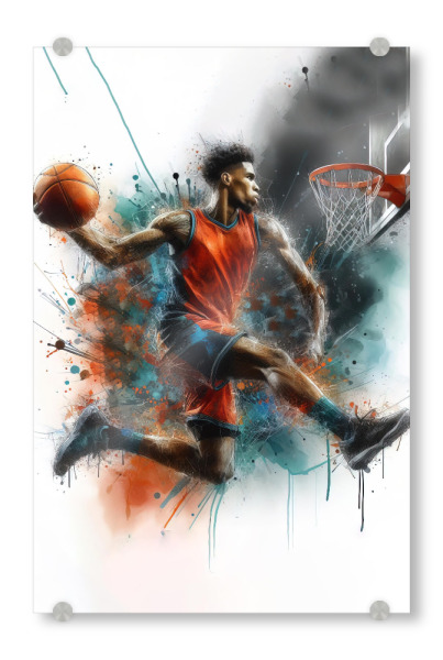 Acrylglasbild "Aquarell-Basketballspieler AC" artboxONE - Sport,Sport / Motivation