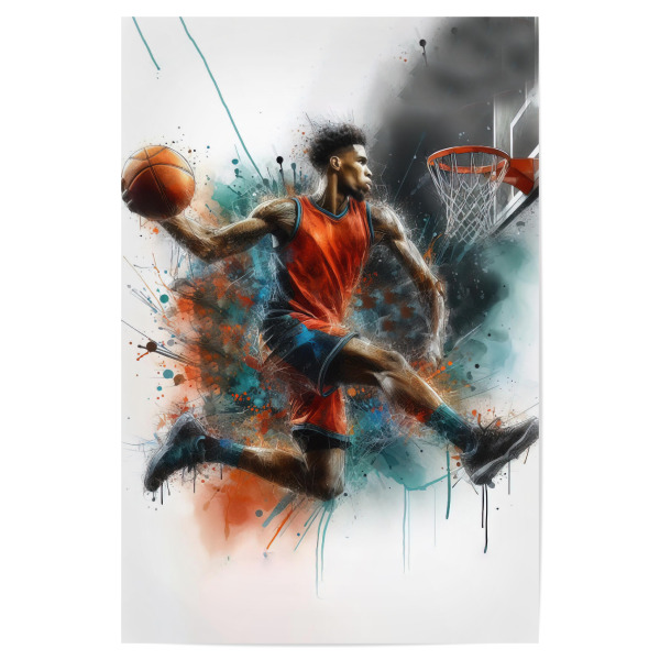 Poster 30x20 cm "Aquarell-Basketballspieler AC" artboxONE - Sport,Sport / Motivation