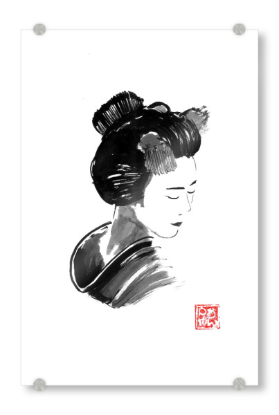 Acrylglasbild "Geisha-Maske" artboxONE - Schwarzweiß,Reise / Asien - Geisha,Sumie,Japan