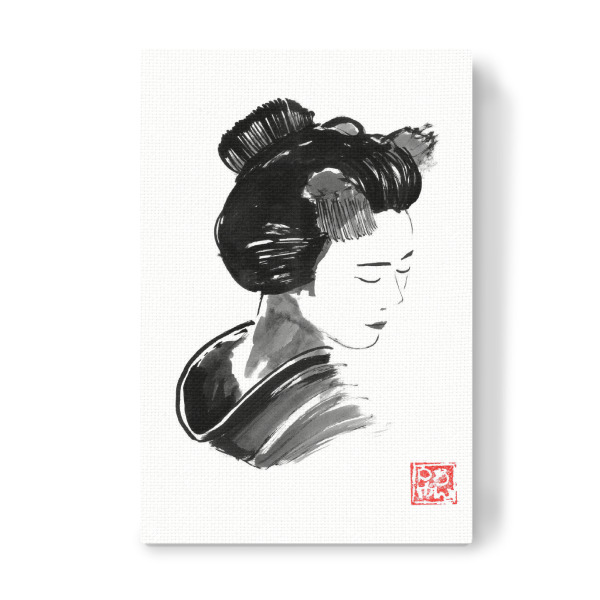 Leinwandbild "Geisha-Maske" artboxONE - Schwarzweiß,Reise / Asien - Geisha,Sumie,Japan