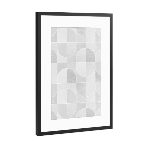 Poster mit Rahmen Schwarz (Metallic) "Canvas Geo Tiles Grau" artboxONE - Abstrakt,Geometrie