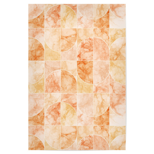 Poster 30x20 cm "Marmorierte Geofliesen Orange" artboxONE - Geometrie,Marmor