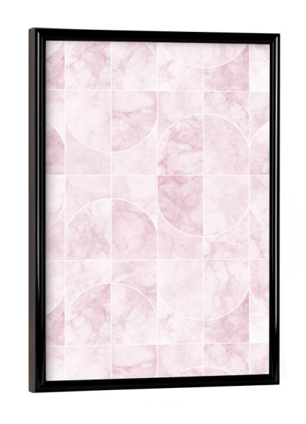Poster mit schwarzem Rahmen "Marmorierte Geo-Fliesen rosa" artboxONE - Geometrie,Marmor