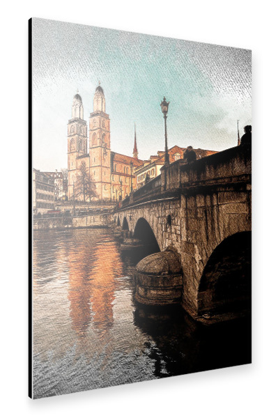 Alu-Dibond "Zürich Münsterbrücke" 30x20 cm artboxONE