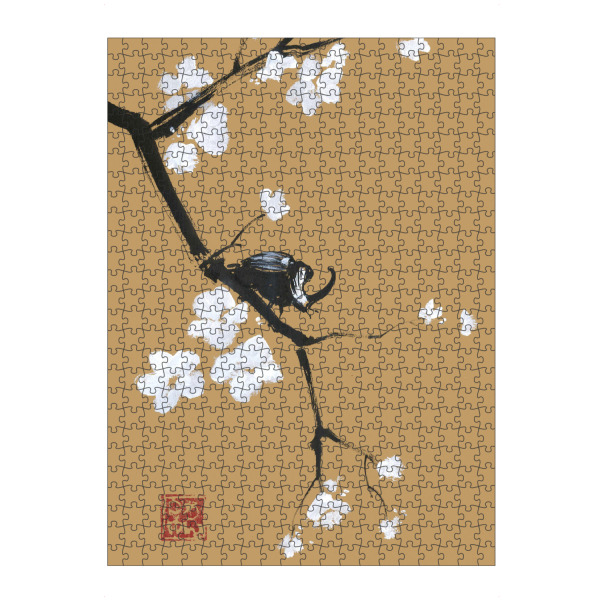 artboxONE Puzzle "Käfer auf braunem Papier" artboxONE - Natur,Floral,Tiere - Sumie,Japan,Käfer,Zweig,Baum,Kirsche,Blume,Blüte - Bild sumie