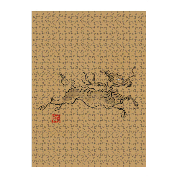 artboxONE Puzzle "Kirin auf braunem Papier" artboxONE - Tiere - Japan,Sumie,Kirin,Mythologie - Bild japan